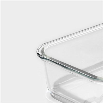 Контейнер для еды из жаропрочного стекла Доляна «Клик», 620 мл, 18×14×6.5 см, с крышкой