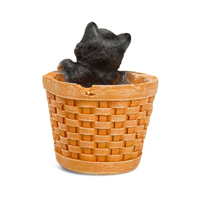 Фигурное кашпо для цветов «Котёнок в круглой корзине», 20×18 см, полистоун