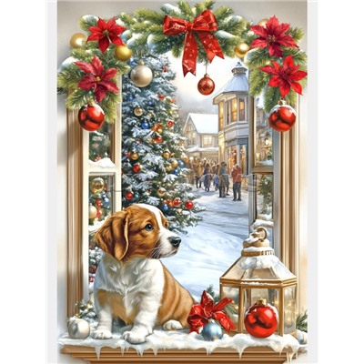 Алмазная мозаика 22х32 "В ожидании праздника" c подр., с полн. заполн. (24цв) (класс.)