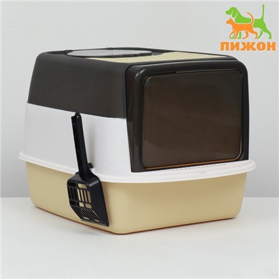 Туалет закрытый прозрачный 51×34×37 см, жёлтый+совок