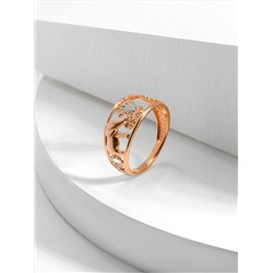 Кольцо на удачу из золочёного серебра с бриллиантом и родированием 925 пробы 1-3098зр110