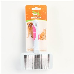 Пуходёрка с самоочисткой без капель увеличенная, 10.5×16.5 см, бело-розовая