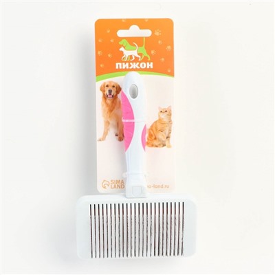 Пуходёрка с самоочисткой без капель увеличенная, 10.5×16.5 см, бело-розовая