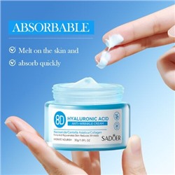 SADOER Увлажняющий крем для лица и шеи с гиалуроновой кислотой 8D , 30 гр