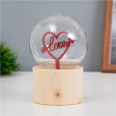 Фигурка светящаяся RISALUX «Влюбленное сердце», LED-ночник, 3×AG10, шар-8 см, 6.5×6.5×11.5 см