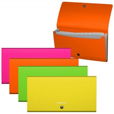 Папка 12 отд. на кнопке 138х260х25 мм Matt Neon Check size ассорти 50429 ErichKrause
