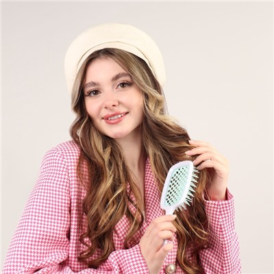 Расчёска массажная, широкая, вентилируемая, 8.5×20.5 см, PVC коробка, цвет белый/бирюзовый