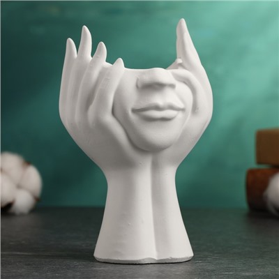 Кашпо «Лицо держат ладони» 14×10×10 см
