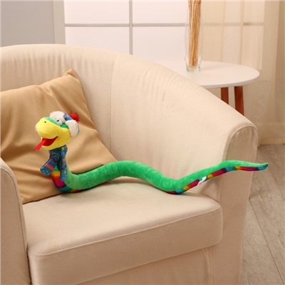 Мягкая игрушка «Змея», 95 см, с разноцветным животиком, в новогоднем колпаке