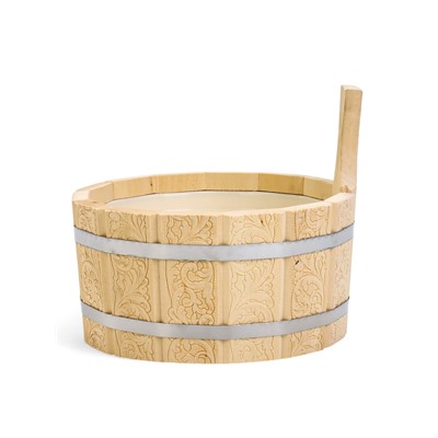 Шайка - ушат для бани и сауны «Русский узор», 4 л, деревянная, пластиковая вставка, «Добропаровъ»