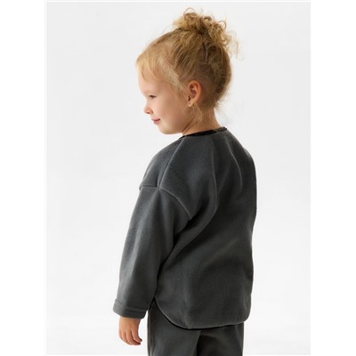 Свитшот флисовый детский MINAKU: Fleece Soft, графит, рост 116 см