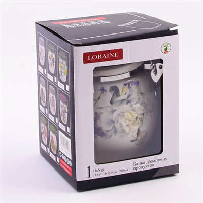 60211 Банка для сыпучих 700мл Букет фантазий доломит/металл LR (х36)