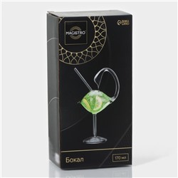 Бокал для коктейля Magistro «Лебедь», 170 мл, 7×20 см, с трубочкой, стекло, прозрачный