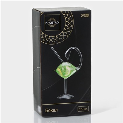 Бокал для коктейля Magistro «Лебедь», 170 мл, 7×20 см, с трубочкой, стекло, прозрачный