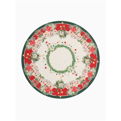 Скатерть новогодняя «Этель. Рождественский венок», d=150 см, 100% хлопок, саржа 190 г/м²