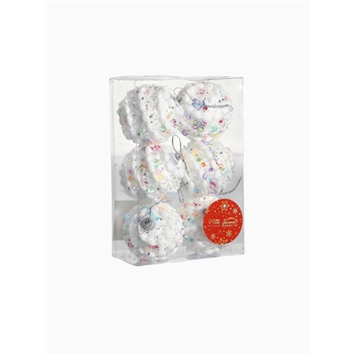 Ёлочные игрушки «Акли», шары новогодние, d=6 см, 6 шт., белый