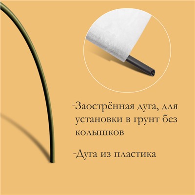 Парник прошитый, длина 8 м, 9 дуг из пластика, дуга L = 2.4 м, d = 16 мм, спанбонд 35 г/м², «уДачный»