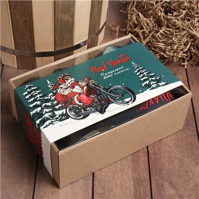 Новогодний подарочный набор «Bad Santa», плед, носки, перчатки, термостакан