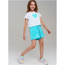 Комплект трикотажный для девочек: фуфайка (футболка), шорты