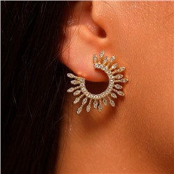 Серьги ювелирная бижутерия Итальянское золото (покрытие желтое 14к), вставка: фианиты, цвет: прозрачный, арт.313.142