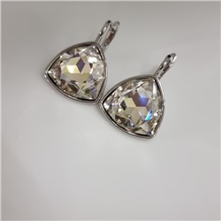 Серьги с кристаллом под Swarovski ювелирная бижутерия коллекция "Дубай" покрытие посеребрение, вставка: стекло, цвет: прозрачный с перламутром, Уценка, арт.08.5699 (414.575)