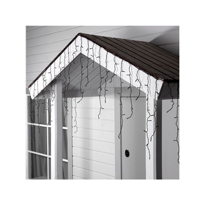 УЦЕНКА Гирлянда «Бахрома» 3×0.9 м, IP44, УМС, тёмная нить, 160 LED, мерцание белым, 220 В, свечение тёплое белое