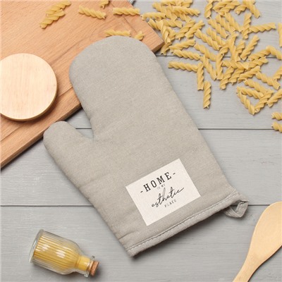 Варежка Этель «HOME», цвет серый, 26×16 см, 50%хл, 50%лен