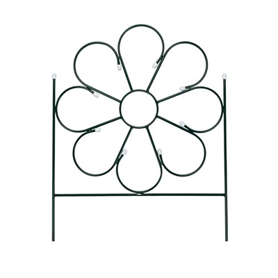 Ограждение декоративное, 75×305 см, 5 секций, металл, зелёное, «Ромашка»