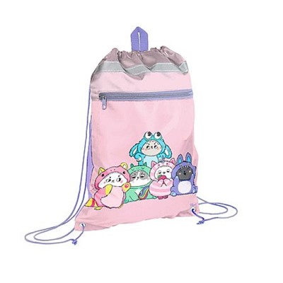 Сумка для сменной обуви 36х48 см "КОТЯТА В КИГУРУМИ" 72178 петля подвес, карман на молнии, ручка-петля, светоотр.элементы Феникс