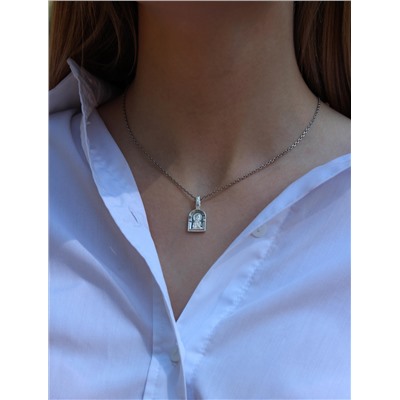 Подвеска из чернёного серебра - Святая Матрона Московская, Ангел Хранитель 925 пробы К3-383ч