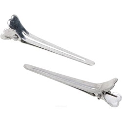 Dewal Зажим для волос средний CL2415, металл, 5,5 см, серебристый, 12 шт. 2915