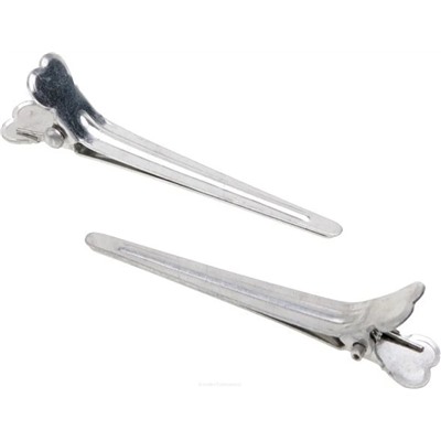 Dewal Зажим для волос средний CL2415, металл, 5,5 см, серебристый, 12 шт. 2915