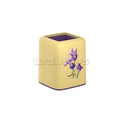 Подставка настольная пластиковая Forte, Iris, желтая с фиолетовой вставкой