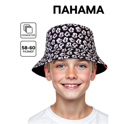 Панама, размер 58-60, чёрно-белый Микки Маус