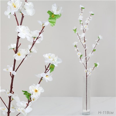 Цветок искусственный Сакура 118 см / WP-6 /уп 5/50/300/белая