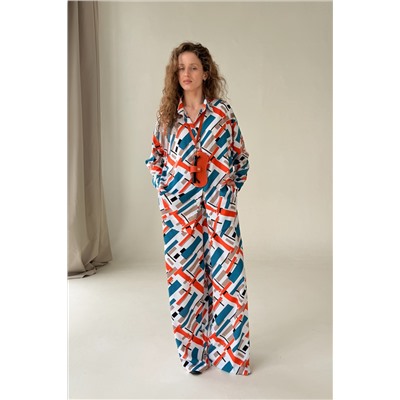 Рубашка  СЕТ001/16/Синий, оранжевый