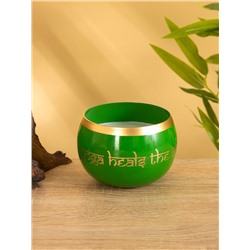 Свеча в чаше Yoga heal the soul зелёная, соевый воск 200 гр 8,5х7 см