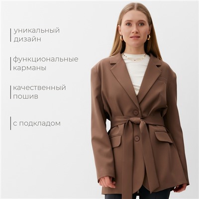 Пиджак женский MINAKU: Classic, размер 50-52, коричневый
