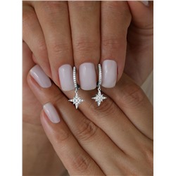 Серьги из серебра с фианитами родированные 925 пробы 11-1154