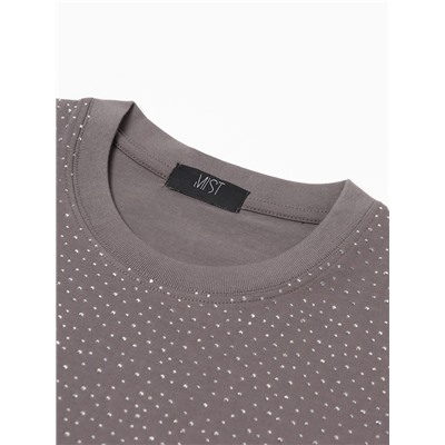 Футболка со стразами женская MIST, серая, размер 46-48
