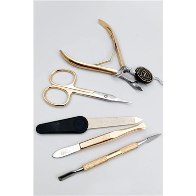 Zinger Маникюрный набор в кожаном чехле / MS-Z2-G-SF, 5 предметов, золотистый KRISTALLER, 1111660