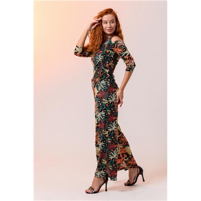 Брюки 7411 (Листья на зелёном)