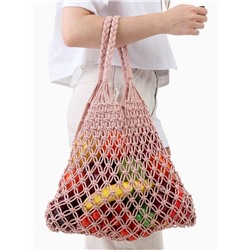 Сумка-авоська плетёная, клетка 3.5 см, персиковая