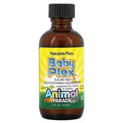 Nature's Plus, Source of Life, Animal Parade, Baby Plex, жидкие мультивитаминные капли без сахара, с натуральным вкусом апельсина, 2 жидкие унции (60 мл)