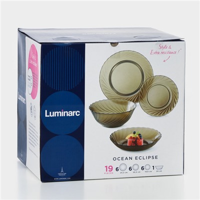 Столовый сервиз Luminarc Ocean Eclipse, 19 предметов, стекло, коричневый
