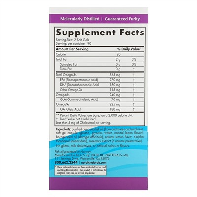 Nordic Naturals, Complete Omega, лимонный вкус, 1000 мг, 180 гелевых капсул