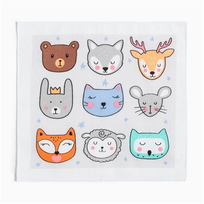 Платки носовые детские «Крошка Я. Зверята», 21×21 см-12 шт., МИКС, хлопок 100%