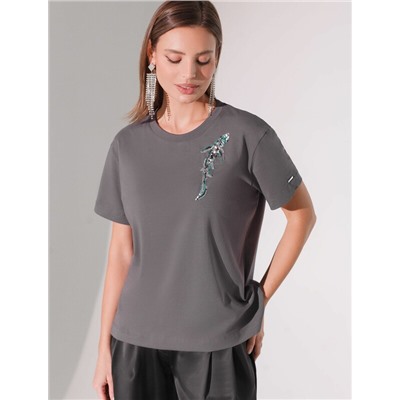 Нарядная футболка с принтом фольгой из премиального хлопка с эластаном