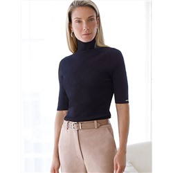 Водолазка тонкой вязки в рубчик из хлопка с нейлоном