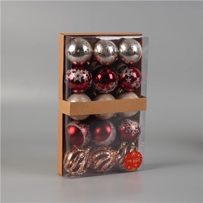 Ёлочные игрушки «Эйвери», шары новогодние, d=6 см, набор 15 шт., МИКС